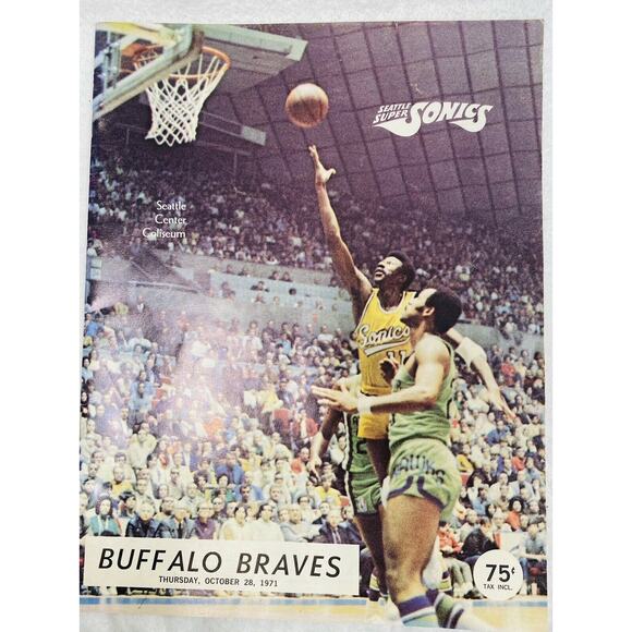 1971 Seattle Supersonics BASKETBALL PROGRAM Sonics vs Buffalo Braves - Picture 4 of 8